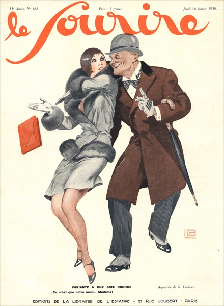 Front cover of ''Le Sourire'', January 1930 (colour litho)  from Georges Leonnec