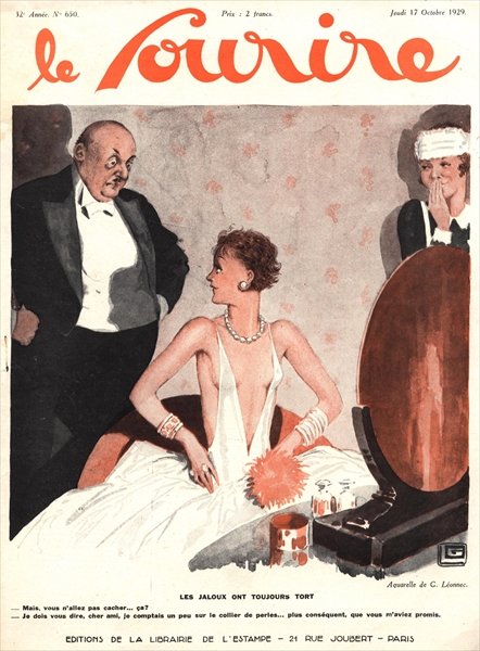 Front cover of ''Le Sourire'', October 1929 (colour litho)  from Georges Leonnec