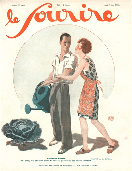 Nouveaux maries, illustration from ''Le Sourire'', June 1930 (colour litho)  from Georges Leonnec