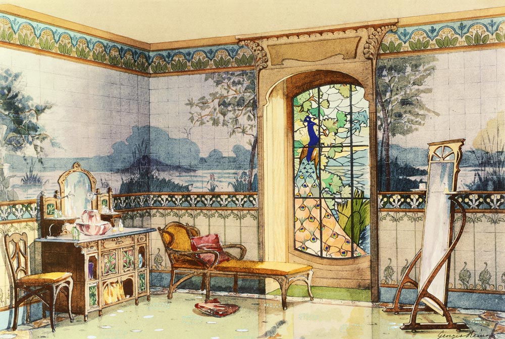 Design for a Bathroom, from 'Interieurs Modernes', published Paris, 1900 (colour litho) from Georges Remon