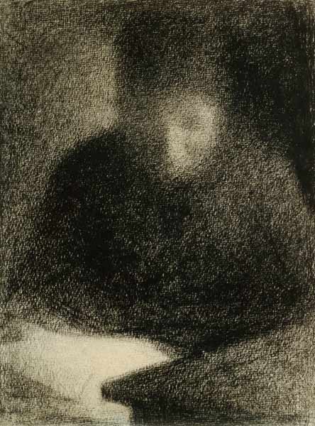 Seurat / Woman reading / Chalk Drawing from Georges Seurat