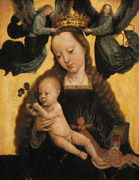 Die Jungfrau mit dem Kinde wird von Engeln gekrönt. from Gerard David