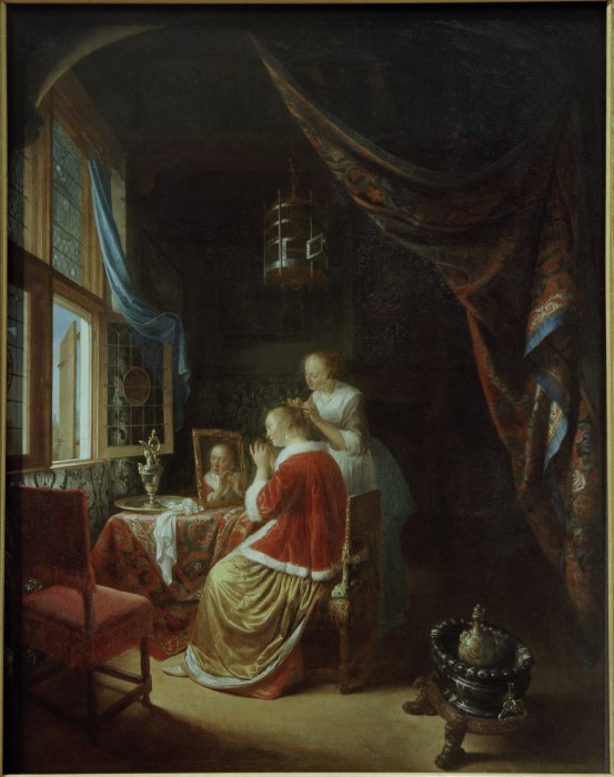 Gerrit Dou, Lady at Dressing Table /Ptg. from Gerard Dou