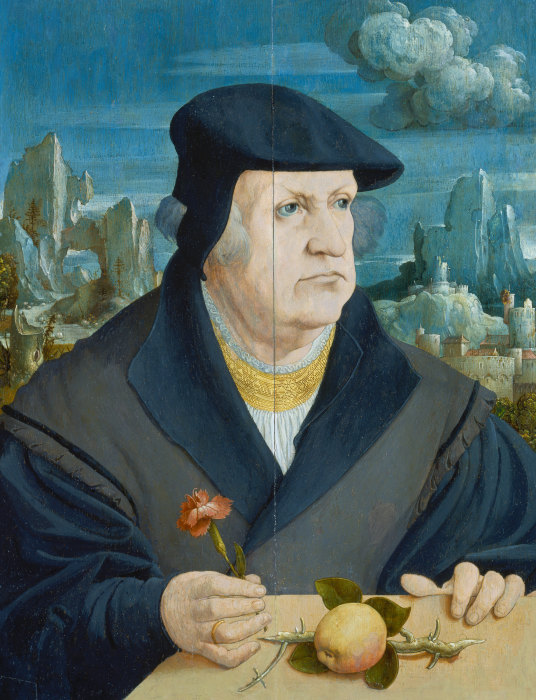 Bildnis eines Mannes mit Nelke vor einer Landschaft from Gerlach Flicke