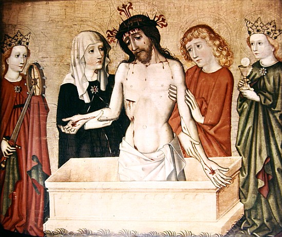 Christ at the sepulchre, supported his Mother and Saint John from German School