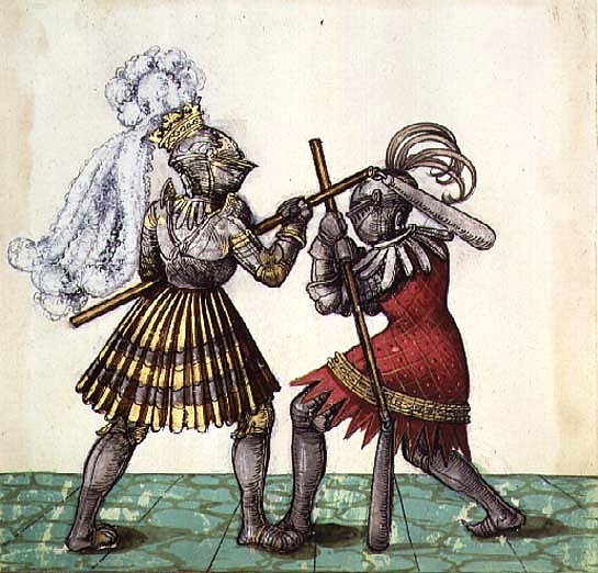 Fol.83 Emperor Maximilian I of Germany (1459-1519) engaged in man-to-man combat, from the ''Freydal  from German School