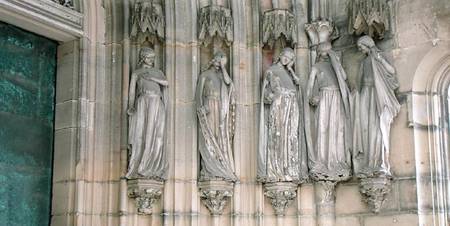 The Five Foolish Virgins, jamb figures from the Paradise Portal, figures carved c.1250 from German School