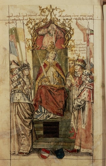 Frederick III surrounded Prince Electors (ink on paper) from German School