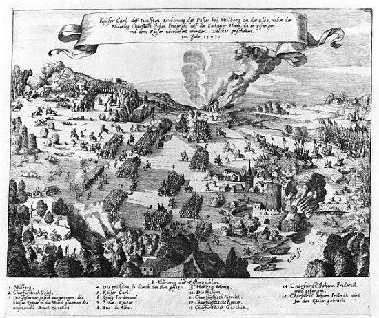 General view of the battle of Muhlberg, 24th April 1547 from German School