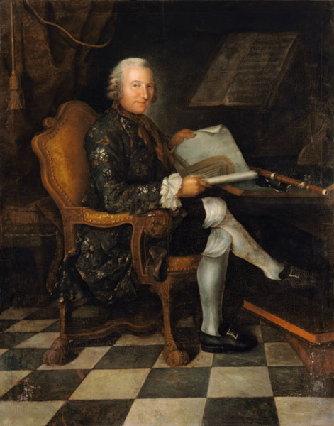 Isaac Egmont von Chasot at his Desk (with Frederick the Great''s Flute) from German School