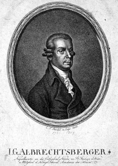 Johann Georg Albrechtsberger (1736-1809) engraved by C.F. Riedel from German School
