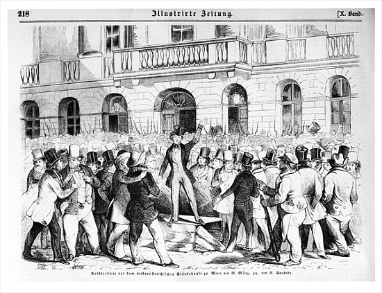 Revolt in Vienna on 30th March 1848, illustration from ''Illustrierte Zeitung'' from German School