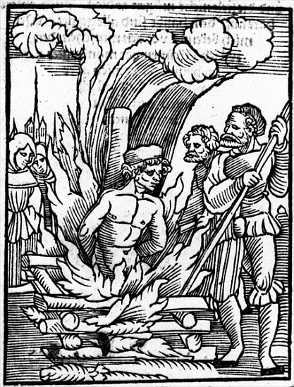 The Burning of Leonhard Kaiser as a heretic at Scharding on 16th August 1527 from German School