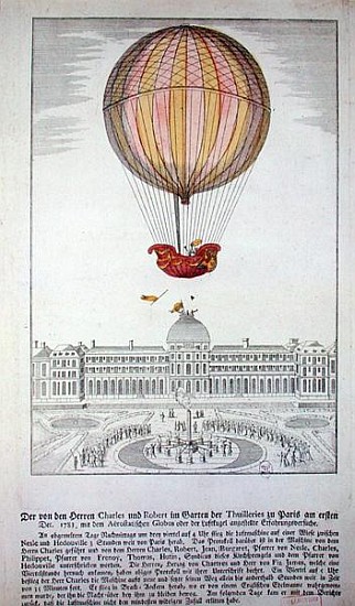 The Flight of Jacques Charles (1746-1823) and Nicholas Robert (1761-1828) from the Jardin des Tuiler from German School