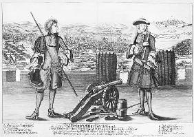 Charles V, Duke of Lorraine and Bar, with an engineer, at the battle of Neuhausel against the Turks 