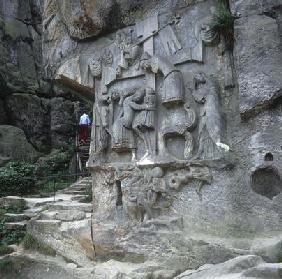 Christ being taken down from the Cross, Externsteine (rock carving)