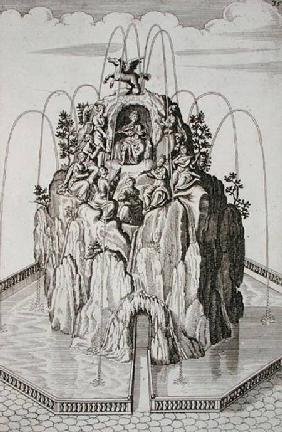 Fountain design, from 'Architectura Curiosa Nova', by Georg Andreas Bockler (1617-85)
