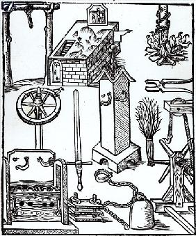 Instruments of Execution, Punishment and Torture, illustration from the Bamberger Halsgericht