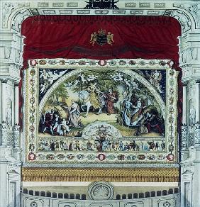 Stage and decorative curtain of the Dresden theatre