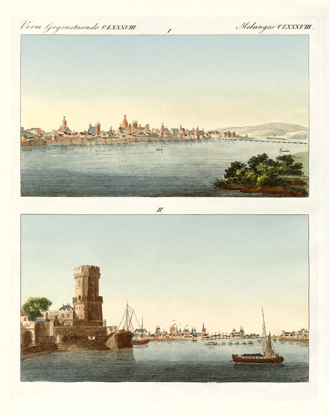 Strange towns on the Rhine from German School, (19th century)