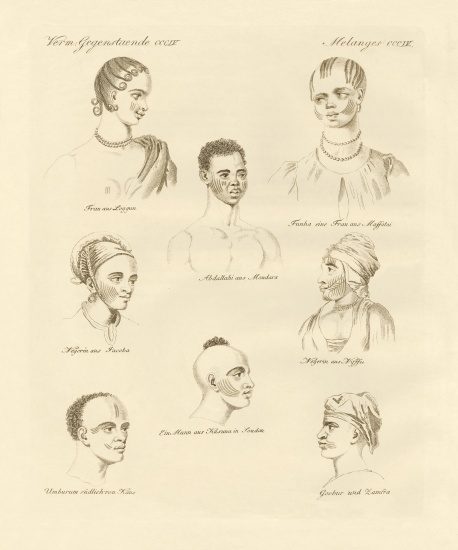Blacks tribe in the middle of Africa from German School, (19th century)