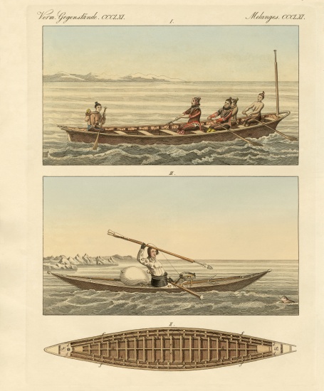 Boats of the Greenlanders from German School, (19th century)