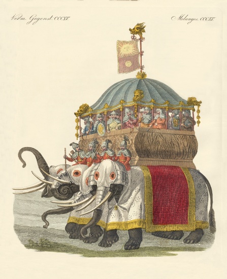 Elephant Castle of Great Khan Kublai from German School, (19th century)