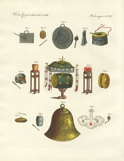 Musical instruments of the Chinese from German School, (19th century)
