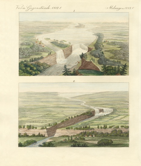 Over the Niagara Falls and its setting from German School, (19th century)