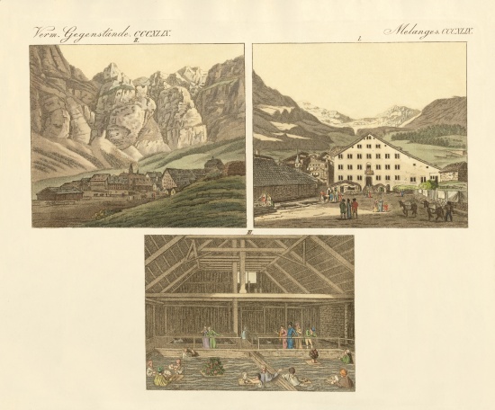 The bath of Leuker at the Canton of Wallis from German School, (19th century)