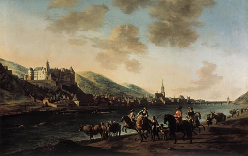 Ansicht der Stadt Heidelberg und des Schlosses vom rechten Neckarufer aus from Gerrit Adriaensz Berckheyde