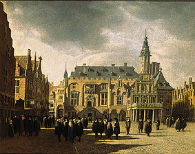 Der Marktplatz und das Rathaus von Haarlem. from Gerrit Adriaensz Berckheyde