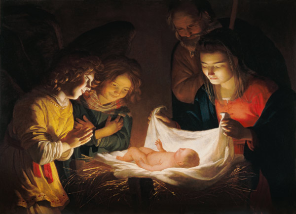 Adoration of the baby, c.1620 from Gerrit van Honthorst