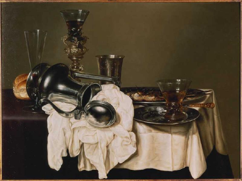 Stillleben mit  Römern, einem Silberkelch, Zinntellern und einem Weinglas from Gerrit Willemsz. Heda