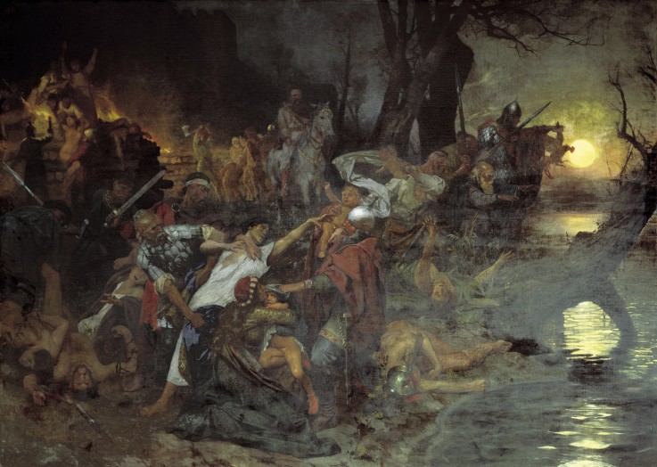 Svyatoslav's I of Kiev Warriors Fighting during the Siege of Dorostolon in 971 from G.I. Semiradski