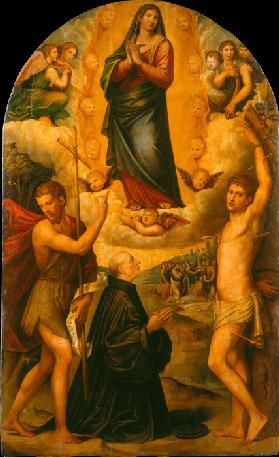 Himmelfahrt Mariens mit Johannes dem Täufer, dem Heiligen Sebastian und einem Stifter