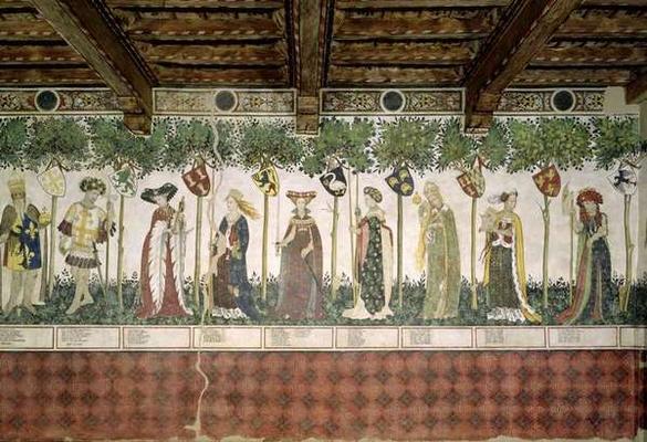 The Nine Worthies and the Nine Worthy Women, detail of Charlemagne, Godfrey de Bouillon, Delphine, I from Giacomo Jaquerio