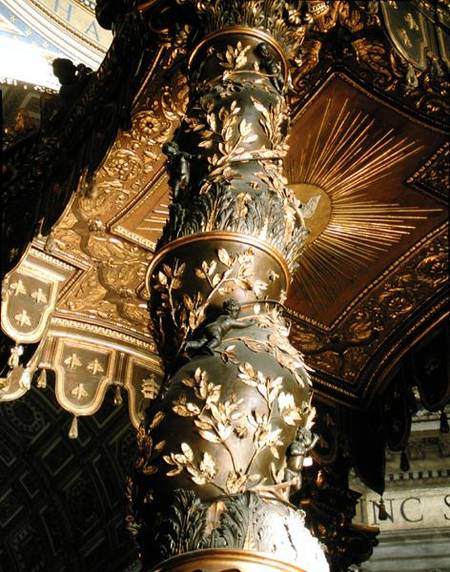Barley sugar column from the Baldacchino with laurel leaves and putti chasing bees from Gianlorenzo Bernini