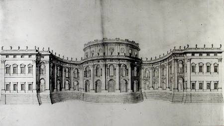 First project for the Louvre, elevation of the east facade, from 'Recueil du Louvre', volume I fol. from Gianlorenzo Bernini