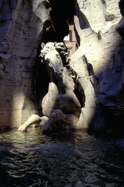 Rom, Fontana dei Fiumi, Hippokamp / Foto from Gianlorenzo Bernini