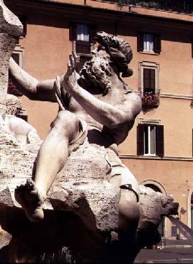 The Fountain of the Four Rivers, detail of figure representing the river Danube