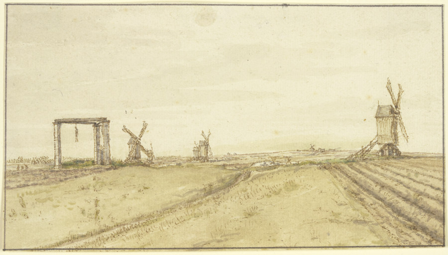 Flache Landschaft mit Windmühlen und Galgen from Gillis Neyts