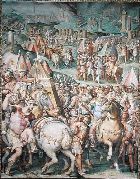 The Siege of Livorno by Maximilian I (1459-1519) from the Salone dei Cinquecento from Giorgio Vasari