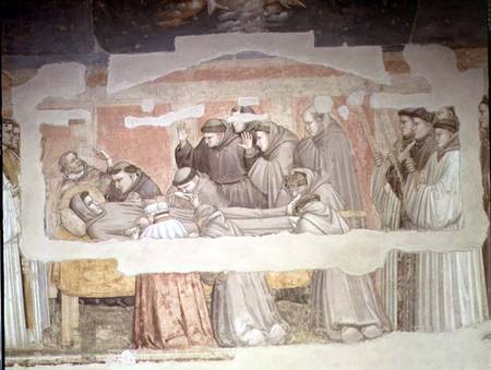 The Death of St. Francis, detail of bier and mourners, from the Bardi chapel from Giotto (di Bondone)