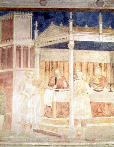 Herod's Banquet, detail of the violinist, from the Peruzzi chapel from Giotto (di Bondone)