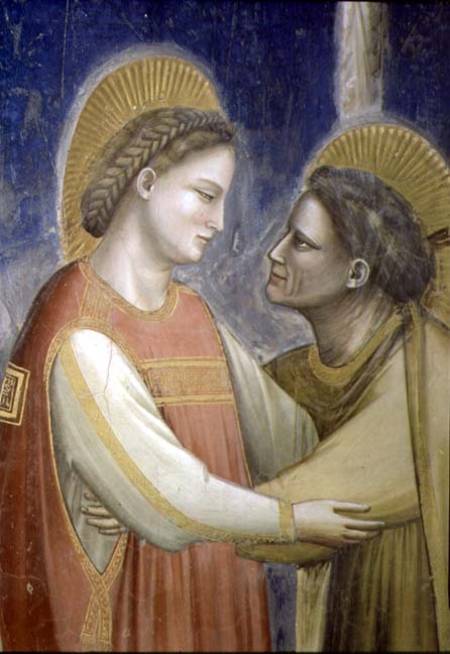 The Visitation, detail of the Virgin embracing St. Elizabeth from Giotto (di Bondone)