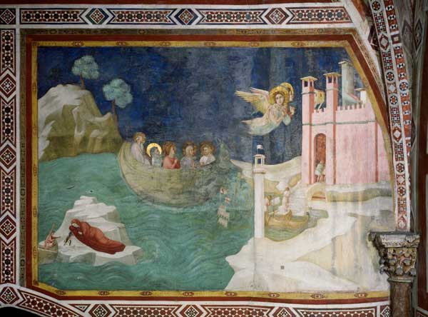 Die Landung der Heiligen Maximin, Lazarus, Cedonius und Maria Magdalena in Marseille from Giotto (Schule)