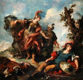Herminia and Vaprinus Happen upon the Wounded Tancredi after his Duel with Argante, c.1750-55 (oil o
