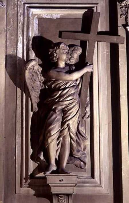 Statue of an angel with a cross from Giovanni Battista Ciceri