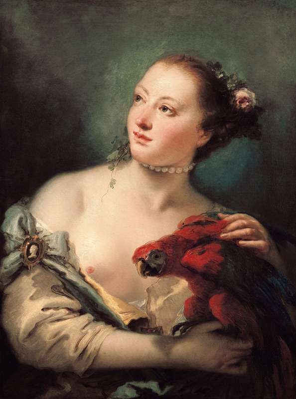 A Young Woman With a Macaw from Giovanni Battista Tiepolo